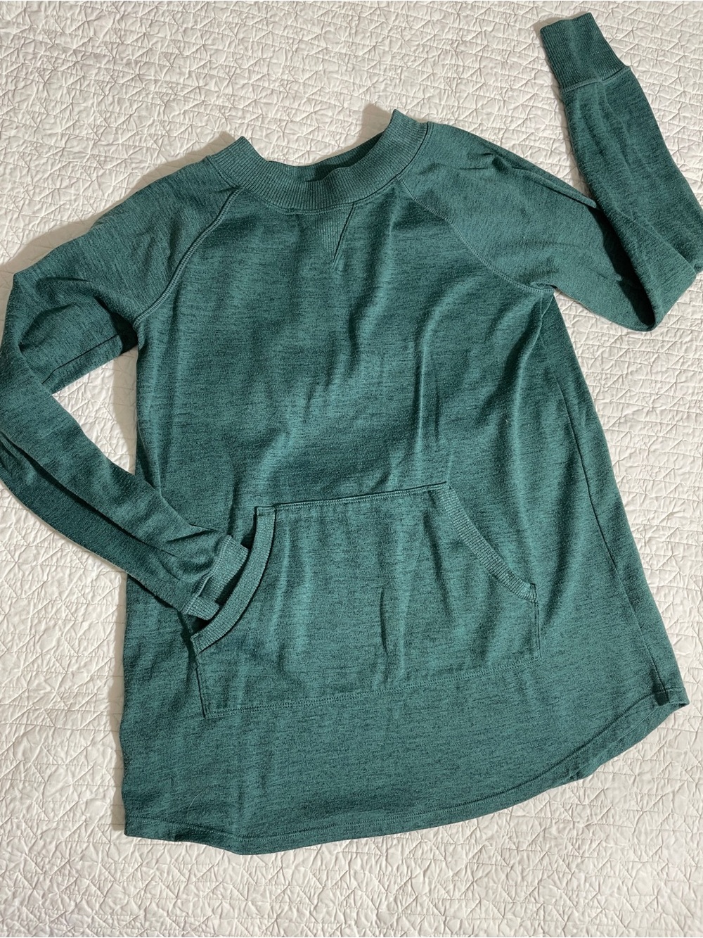 Title Nine Teal Long-Sleeve Pullover with Kangaroo Pocket
